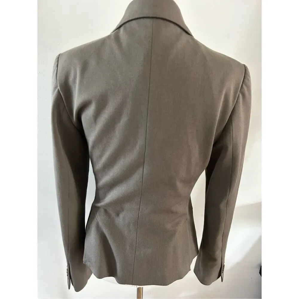 Express blazer classy stylish form fitting size 6 color is grayish olive green